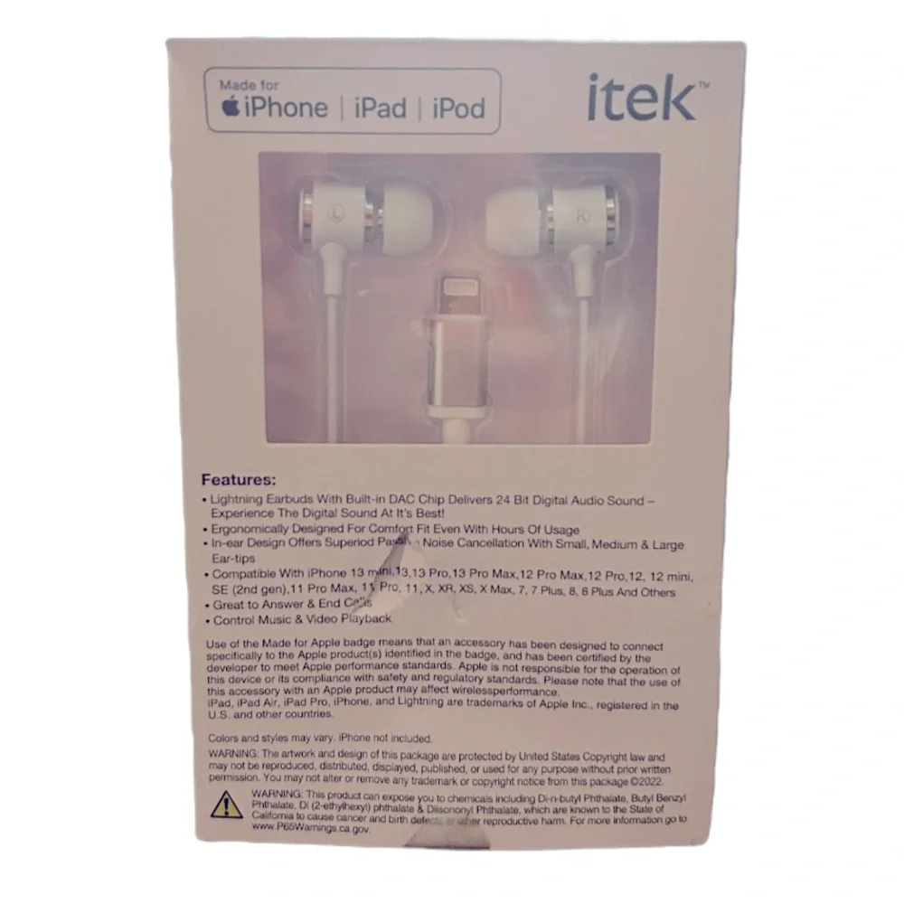 itek Digital Earbuds w/ Lightning Connector | iPhone | iPad | iPod